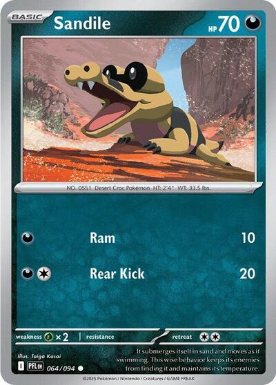 2025 Pokemon: ME02: Phantasmal Flames (PFL) - Sandile (#064/094, Common)