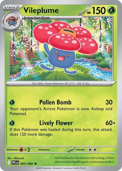 2025 Pokemon: ME02: Phantasmal Flames (PFL) - Vileplume (#003/094, Rare)