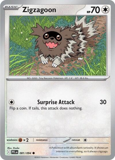Zigzagoon ME02: Phantasmal Flames (PFL) - (#081/094) Near Mint