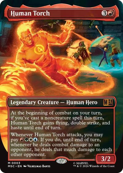 Human Torch Borderless Commander: Marvel Super Heroes (MSC) - (#3) Foil Near Mint