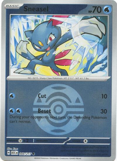 Sneasel (Dusk Ball) ME: Ascended Heroes (ASC) - (#044/217) Reverse Holofoil Near Mint