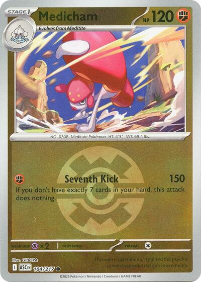 Medicham - 104/217 (Quick Ball) ME: Ascended Heroes (ASC) - (#104/217) Reverse Holofoil Near Mint