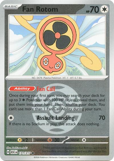 Fan Rotom - 171/217 (Dusk Ball) ME: Ascended Heroes (ASC) - (#171/217) Reverse Holofoil Near Mint