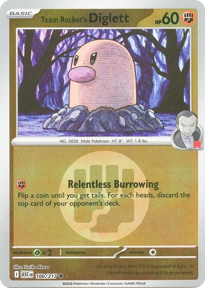 Team Rocket's Diglett (Energy Symbol Pattern) ME: Ascended Heroes (ASC) - (#100/217) Reverse Holofoil Near Mint