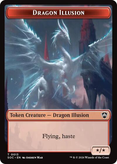 Dragon Illusion Elemental 0002 Double Sided Token Commander: Secrets of Strixhaven (SOC) - (#13 // 2) Near Mint