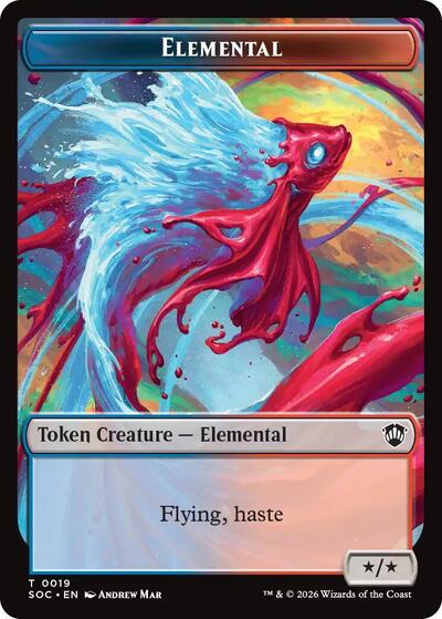 Elemental 0019 Copy Double Sided Token Commander: Secrets of Strixhaven (SOC) - (#19 // 1) Near Mint