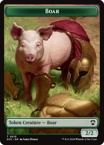 Boar Fractal 0005 Double Sided Token Commander: Secrets of Strixhaven (SOC) - (#15 // 5) Near Mint