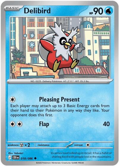 2026 Pokemon: ME04: Chaos Rising (CRI) - Delibird (#018/086, Uncommon)