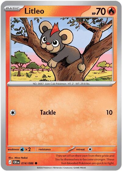 2026 Pokemon: ME04: Chaos Rising (CRI) - Litleo (#014/086, Common)