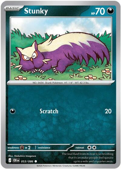 2026 Pokemon: ME04: Chaos Rising (CRI) - Stunky (#053/086, Common)