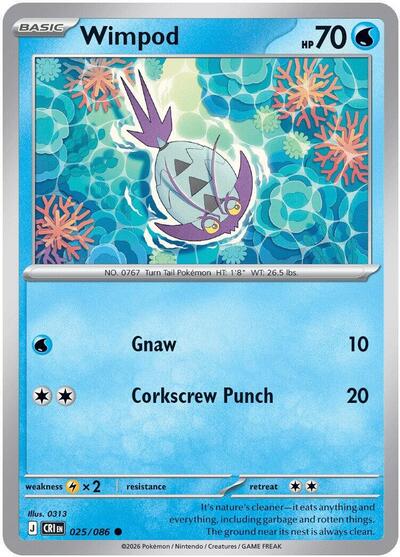 2026 Pokemon: ME04: Chaos Rising (CRI) - Wimpod (#025/086, Common)