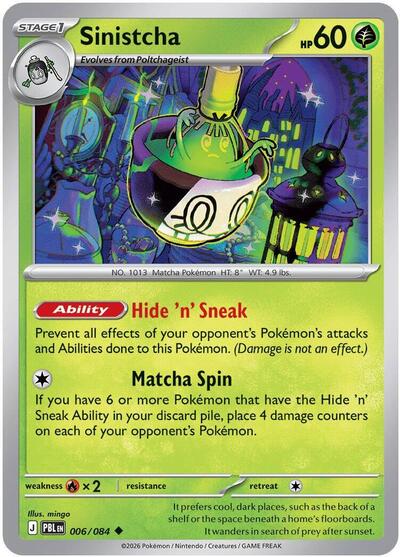 2026 Pokemon: ME05: Pitch Black (PBL) - Sinistcha (#006/084, Uncommon)