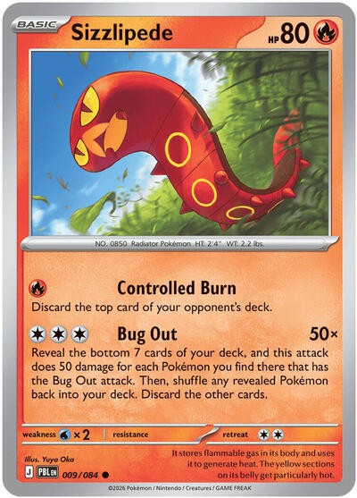 2026 Pokemon: ME05: Pitch Black (PBL) - Sizzlipede (#009/084, Common)