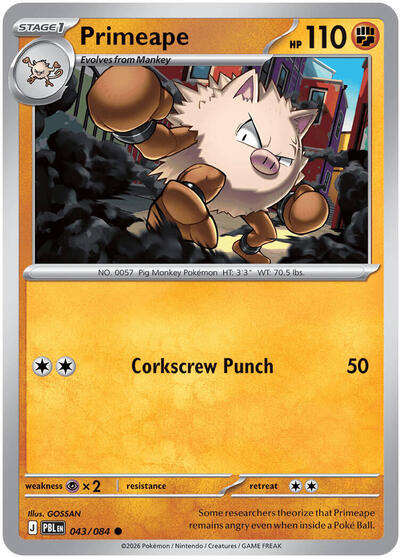 2026 Pokemon: ME05: Pitch Black (PBL) - Primeape (#043/084, Common)