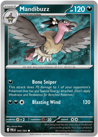 2026 Pokemon: ME05: Pitch Black (PBL) - Mandibuzz (#050/084, Common)